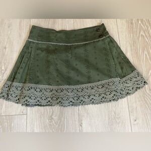 Olive Green Lace Trim Skirt